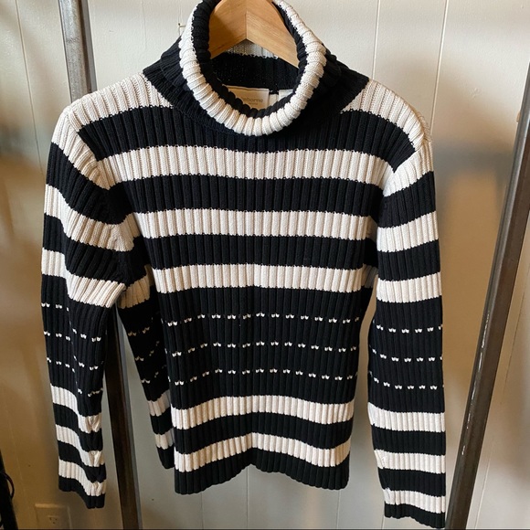 Vintage✨ Liz Claiborne • Black & White Striped Turtleneck - Picture 2 of 5